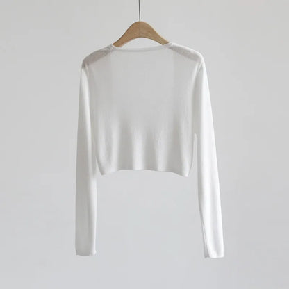 Kurze Damen Bolero Strickjacke Langarm Cardigan Crop Top
