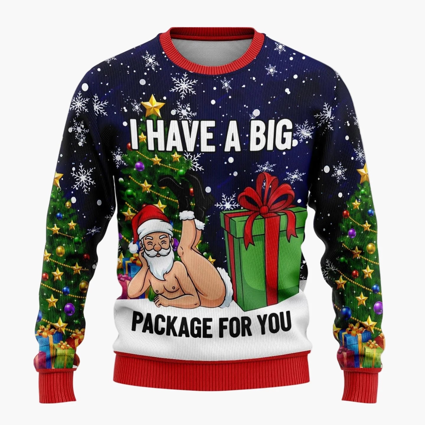 Herren Lustiger Weihnachts-Pullover mit frechem Santa-Motiv – Perfekt für Ugly Christmas Sweater Partys