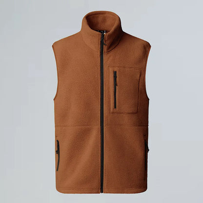 Fleece Weste mit Stehkragen Reißverschluss Tasche Herren