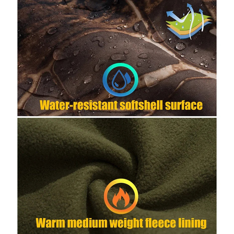 Tarnmuster Outdoorjacke mit Kapuze für Herren, Softshell, diverse Designs