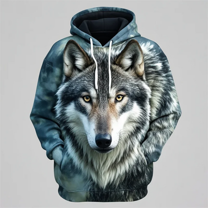 Hoodie Unisex Löwenkopf-Print mit Kapuze Kängurutasche