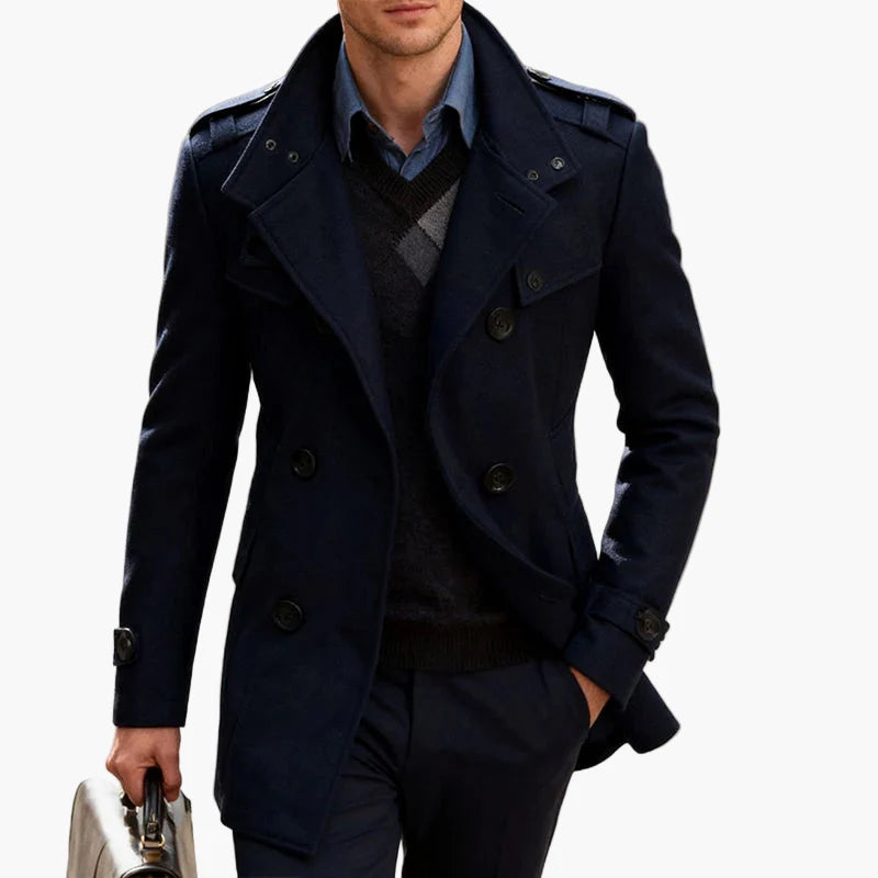 Herren Eleganter Winter Mantel – Klassischer Veganer Woll-Peacoat für Business & Freizeit