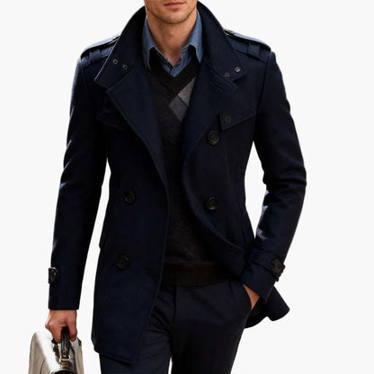 Herren Eleganter Winter Mantel – Klassischer Veganer Woll-Peacoat für Business & Freizeit
