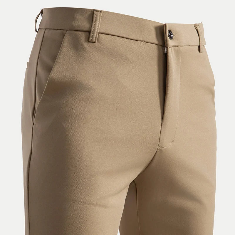 Herren Stoffhose Slim Fit mit Knopfverschluss und Gürtelschlaufen