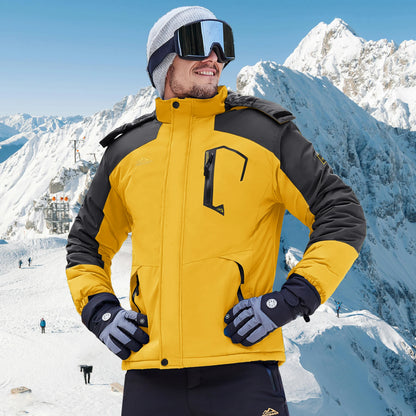 Herren Winterjacke Wasserdicht Skijacke mit Kapuze Outdoor Jacke Warm