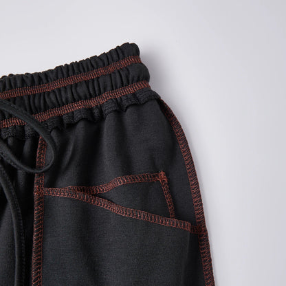 Damen Freizeithose Braun Weites Bein Elastischer Bund Kordelzug