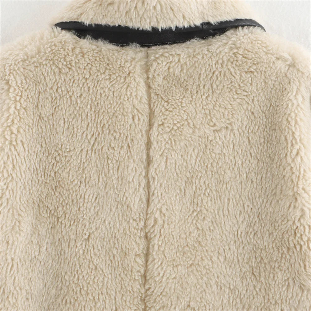 Damen Teddyfell Kurzjacke im Oversize-Style für Herbst und Winter – Modisch & Warm