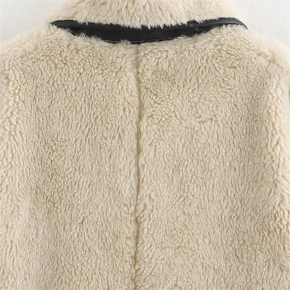 Damen Teddyfell Kurzjacke im Oversize-Style für Herbst und Winter – Modisch & Warm