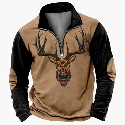 Herren Half-Zip Pullover mit Jagdmotiv