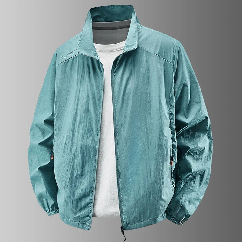 Herren Windbreaker Jacke leicht mit Stehkragen Reißverschluss