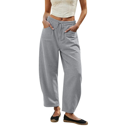 Damen Hosenlockere Passform, elastischer Bund, Kordelzug, Seitentaschen