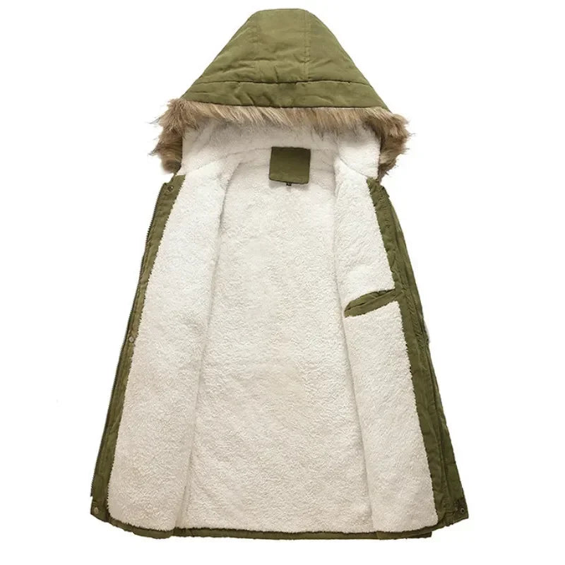 Herren Winterparka mit Kapuze, Kunstpelzbesatz und Innenfutter, verschiedene Farben