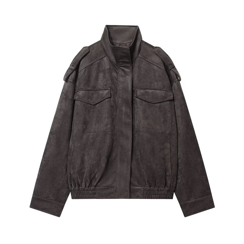 Unisex Bomberjacke mit Stehkragen und aufgesetzten Brusttaschen