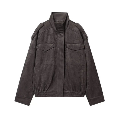 Unisex Bomberjacke mit Stehkragen und aufgesetzten Brusttaschen