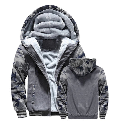 Herren Kapuzenjacke mit Teddyfutter Reißverschluss
