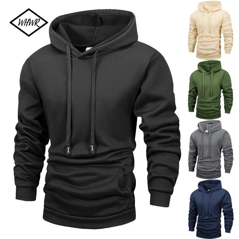 Herren Hoodie Unifarben Kapuzenpullover mit Kängurutasche