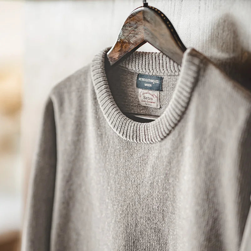 Unisex Langarm Pullover Rundhalsausschnitt Feinstrick meliert