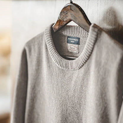 Unisex Langarm Pullover Rundhalsausschnitt Feinstrick meliert