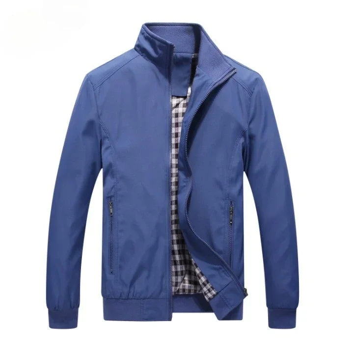 Herren Freizeit Bomberjacke mit Stehkragen und Reißverschluss, Windbreaker Übergangsjacke