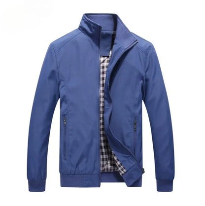 Herren Freizeit Bomberjacke mit Stehkragen und Reißverschluss, Windbreaker Übergangsjacke