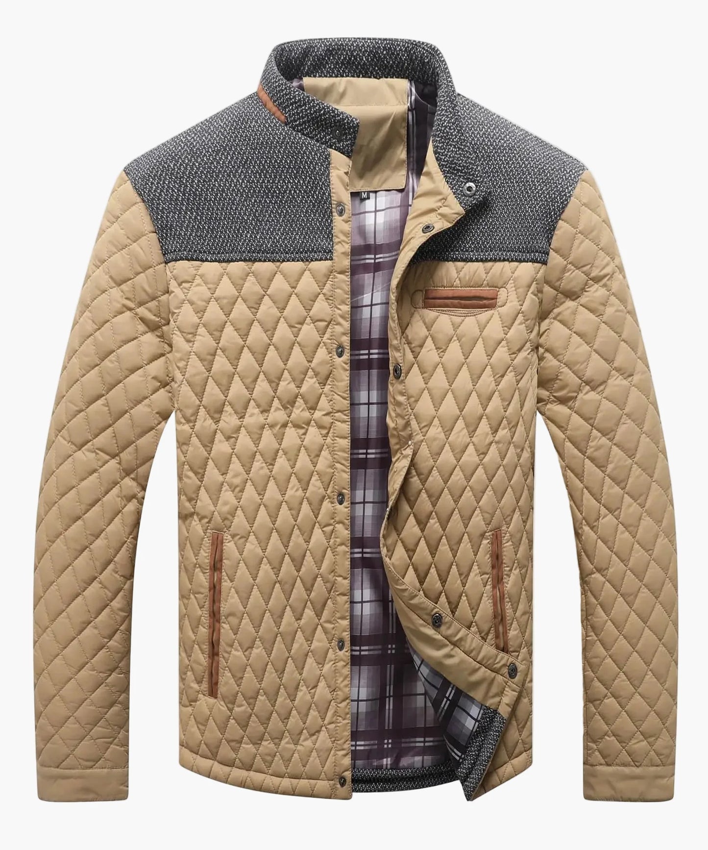 Herren Steppjacke Casual Bomberjacke mit Karofutter – Modische Übergangsjacke für Alltag und Freizeit