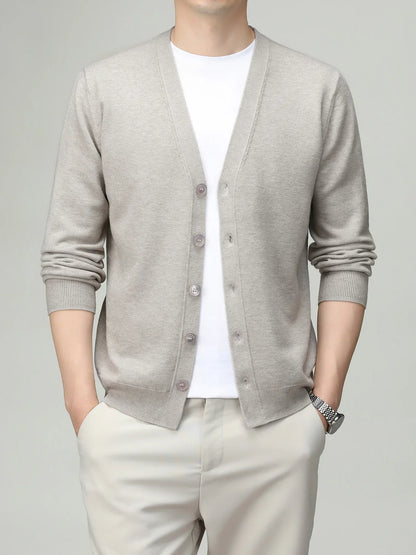 Herren Strickjacke V-Ausschnitt Knopfleiste