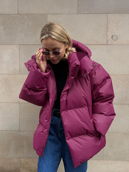 Damen Steppjacke mit Kapuze, kurz, gepolstert