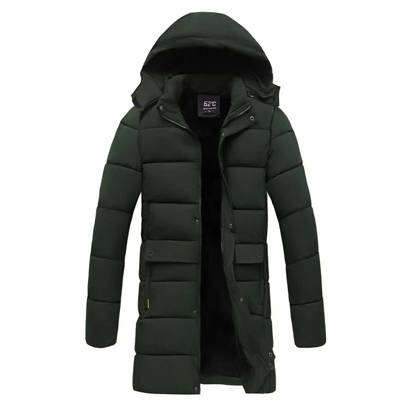 Langer Herren Winterparka mit Kapuze - Gepolsterte Winterjacke