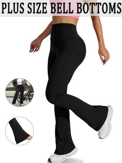 Damen Schlaghose Hoher Bund Ausgestellte Leggings Freizeithose für Yoga Sport Plus Size