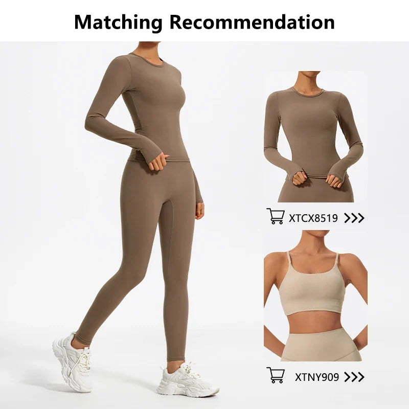Damen Sport Leggings Hochbund V-Design Bauchkontrolle Yoga Fitness Hose