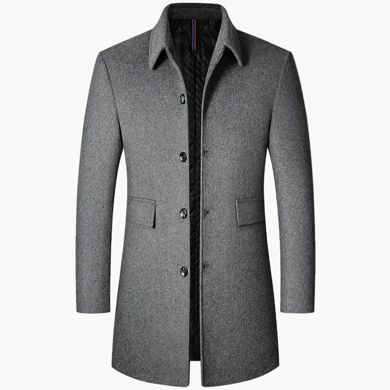 Herren Veganer Wollmantel im Koreanischen Stil – Klassische Trenchcoat-Optik für Alltag und Business