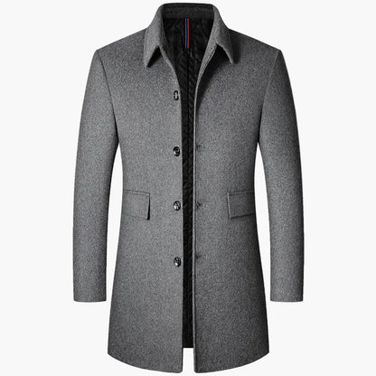 Herren Veganer Wollmantel im Koreanischen Stil – Klassische Trenchcoat-Optik für Alltag und Business