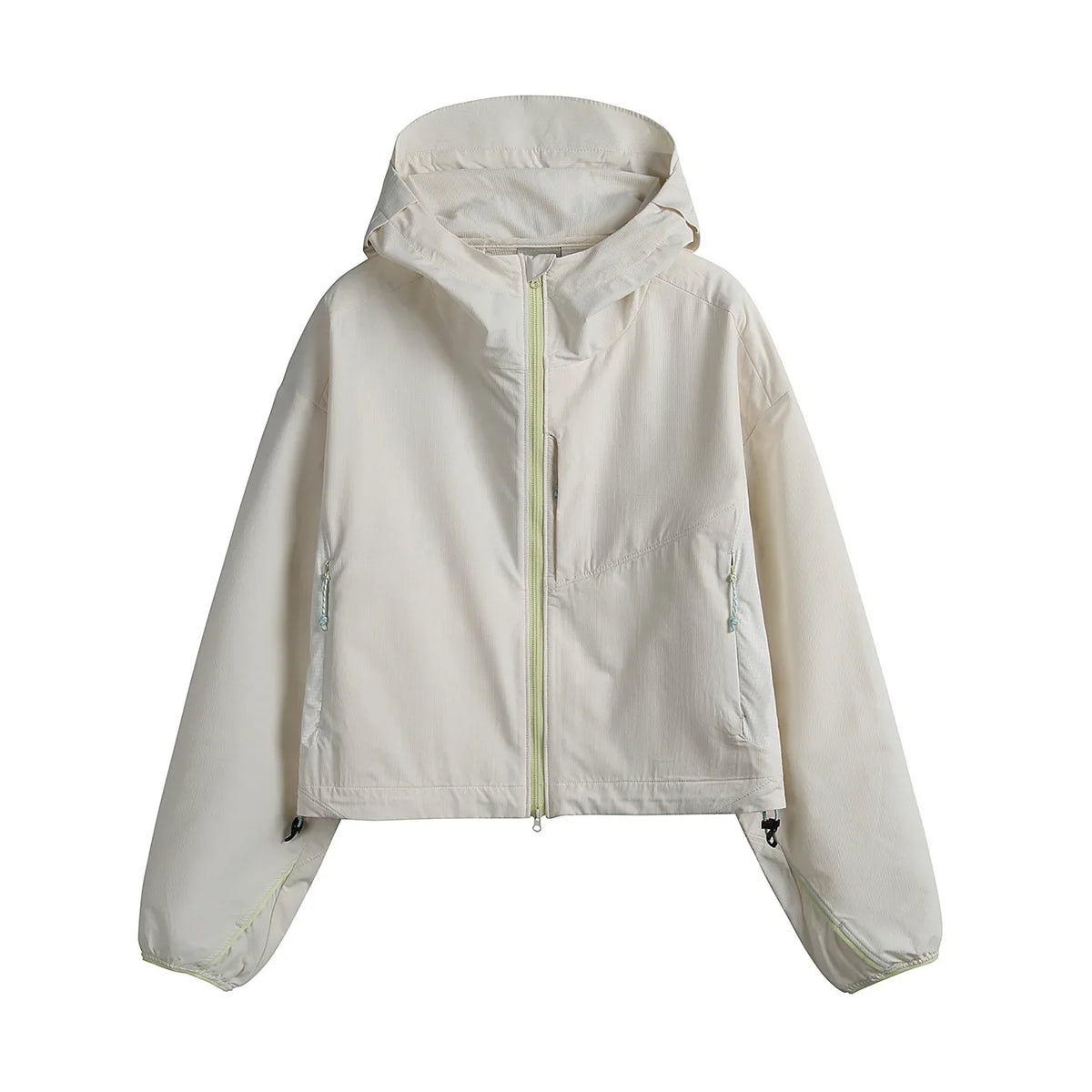 Damen Kurze Kapuzenjacke Windbreaker Leicht Reißverschluss