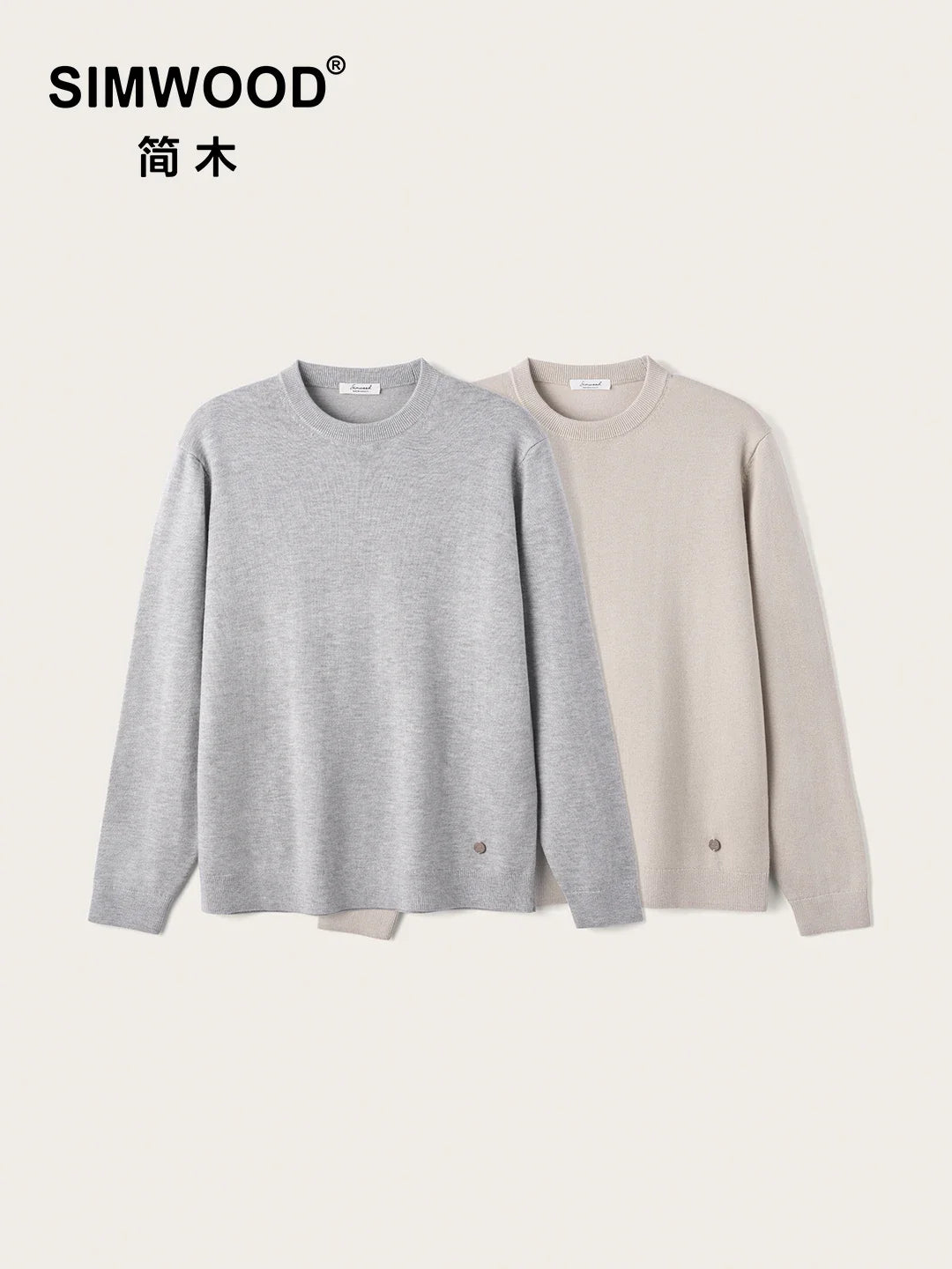 Unisex Langarm Pullover Rundhals Ausschnitt aus Feinstrick