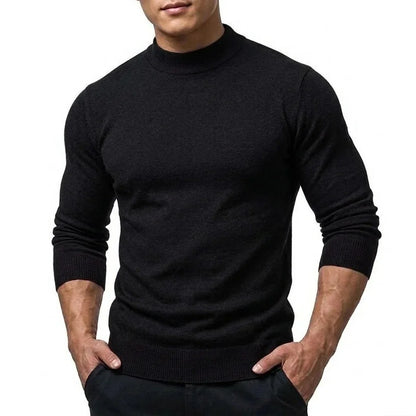 Herren Mock Neck Pullover Slim Fit Feinstrick Rollkragenpullover