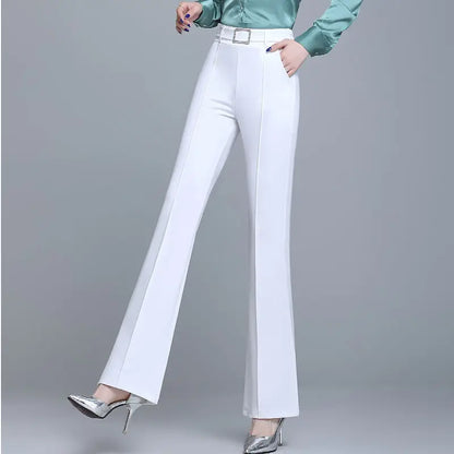 Damen Schlaghose mit hoher Taille und Zierschnalle