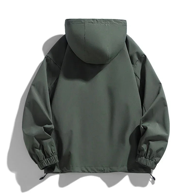 Unisex Kapuzenjacke mit Reißverschlüssen und Kordelzug, Casual Übergangsjacke