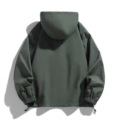 Unisex Kapuzenjacke mit Reißverschlüssen und Kordelzug, Casual Übergangsjacke