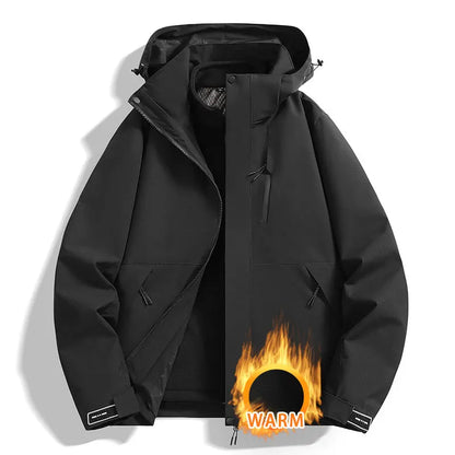 Unisex Outdoor Jacke mit Kapuze und Reißverschluss, warm gefüttert