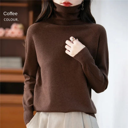 Damen Rollkragenpullover Langarm Strickpullover