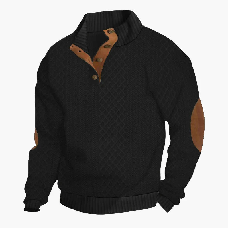 Herren Strickpullover im Vintage-Stil mit Knopfleiste und Ellbogenpatches – Perfekt für Freizeit und Alltag