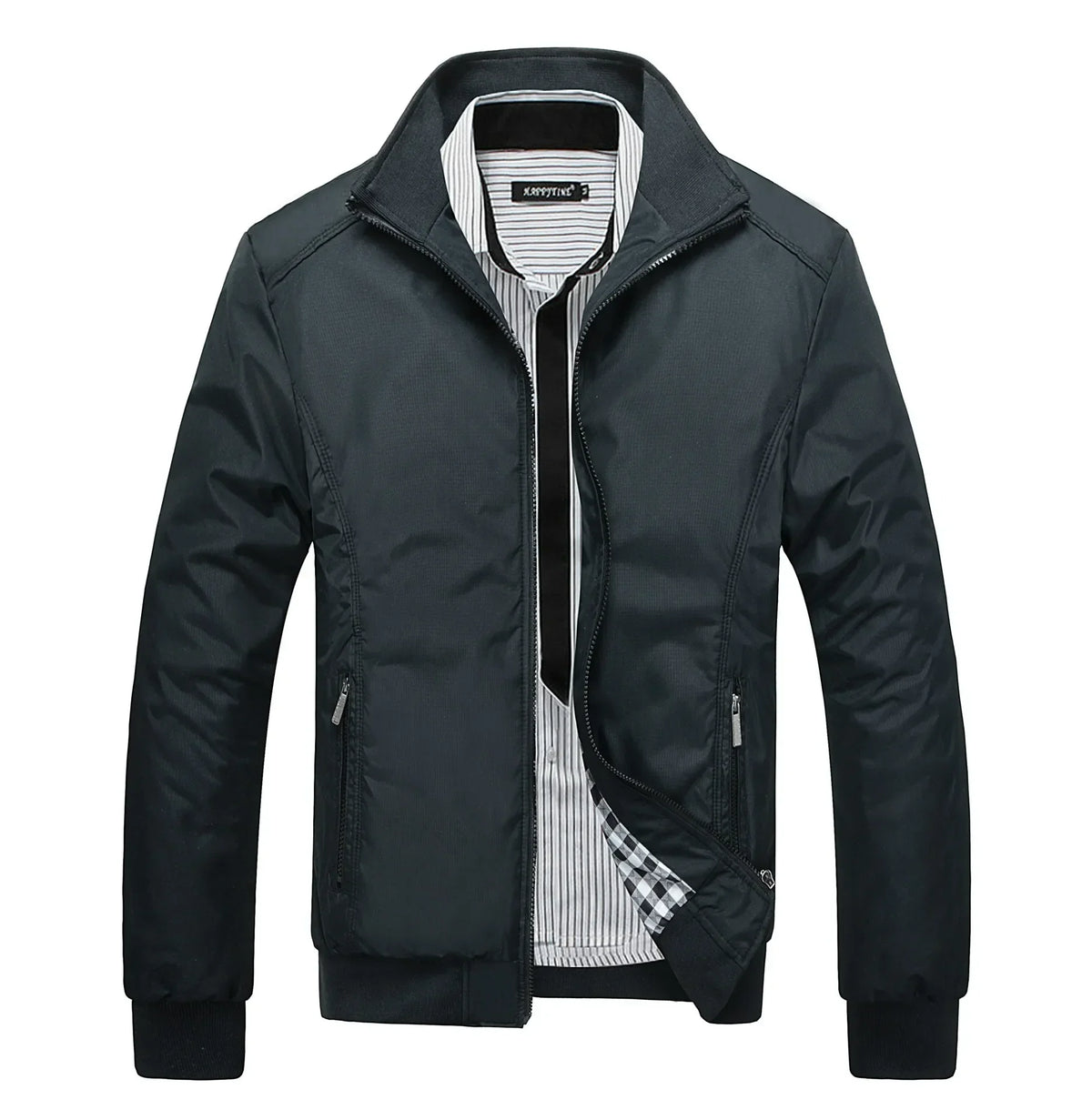 Herren Freizeit Bomberjacke mit Stehkragen und Reißverschluss, Windbreaker Übergangsjacke