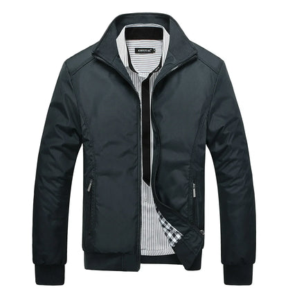 Herren Freizeit Bomberjacke mit Stehkragen und Reißverschluss, Windbreaker Übergangsjacke