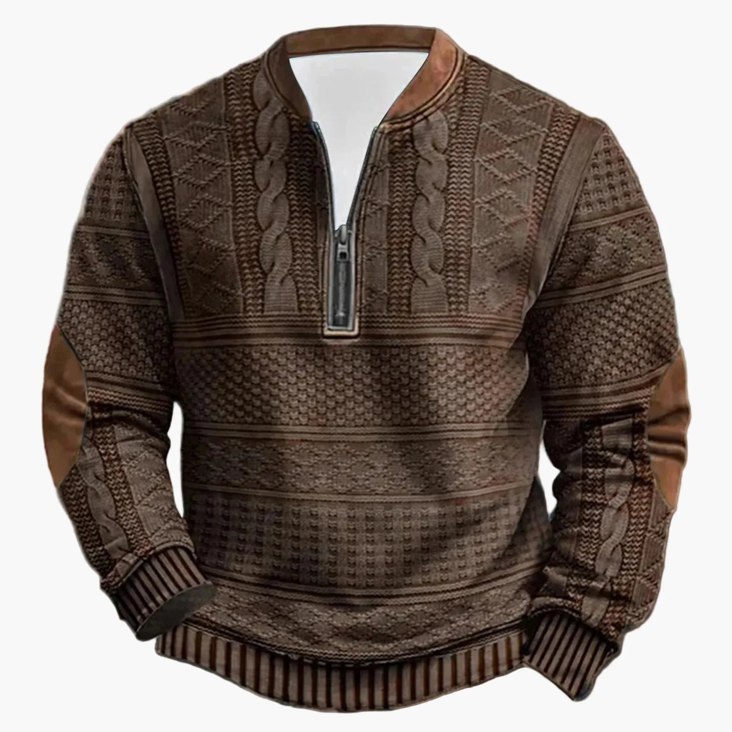 Herren Outdoor Freizeitpullover im Strick-Look – Modischer Halbzip-Sweater mit Stehkragen für Alltag und Freizeit