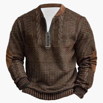 Herren Outdoor Freizeitpullover im Strick-Look – Modischer Halbzip-Sweater mit Stehkragen für Alltag und Freizeit