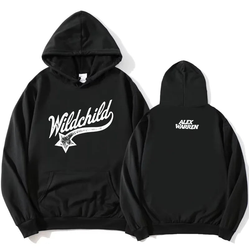 Hoodie mit Kordelzug und Kängurutasche – “Wildchild” Print vorne
