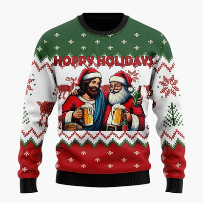 Herren Ugly Christmas Sweater mit Santa und Bier – Lustiger Weihnachtspullover für Weihnachten & Partys