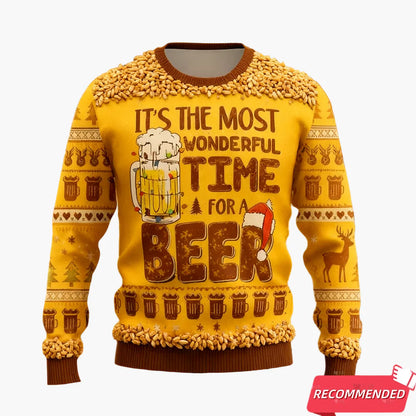 Herren Weihnachts-Pullover Lustig – It's the Most Wonderful Time for a Beer, Ugly Christmas Sweater Party