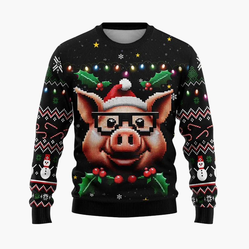 Herren Ugly Christmas Sweater Hip Hop Santa – Lustiger Weihnachtspullover für Partys