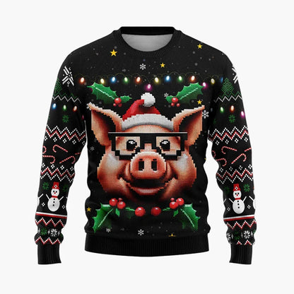 Herren Ugly Christmas Sweater Hip Hop Santa – Lustiger Weihnachtspullover für Partys